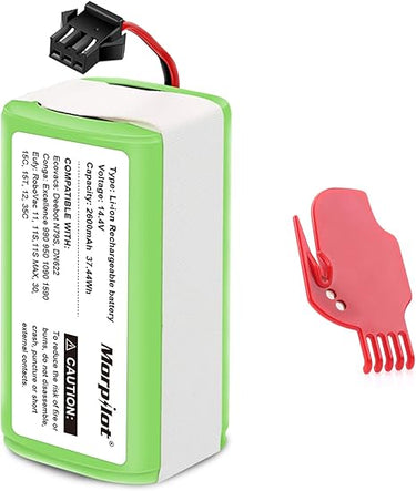 morpilot 2600mah Batería de Respusto Compatible con Conga Excellence 990 950 1090 1790 1990, DEEBOT N79S N79 DN622, Eufy RoboVac 11 11S 11S MAX 15C 30C 30 MAX, IKOHS NETBOT S14 S15, con un Cepillo